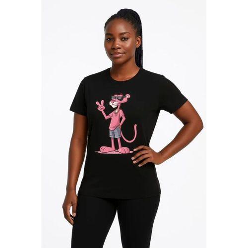 Bisiklet Yaka Kısa Kollu Baskılı T-shirt - Siyah