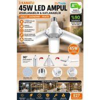 Zhltools Ultra Güçlü 3 Kollu 40-45w Ampul Led Aydınlatma Beyaz Işık Led Ampul