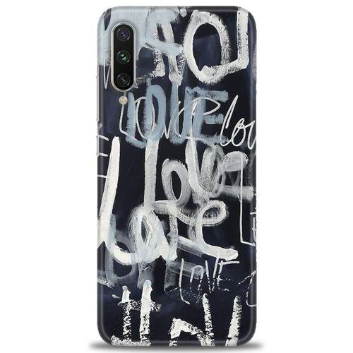 Xiaomi Mi A3 Kılıf HD Baskılı Kılıf - Gri Love + Tam Ekran Koruyucu