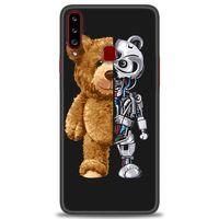 Samsung Galaxy A20S Kılıf HD Baskılı Kılıf - Ayı ve İskeleti + Tam Ekran Koruyucu