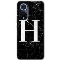 Huawei Nova 9 Kılıf HD Desen Baskılı Arka Kapak - Siyah Mermer Desenli H Harfi