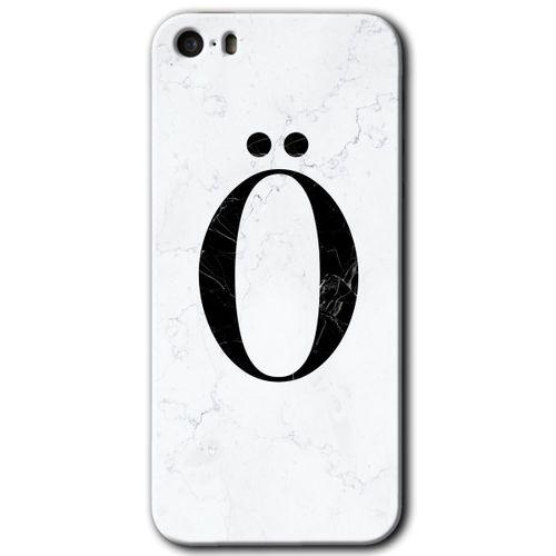 iPhone 5 Kılıf HD Desen Baskılı Arka Kapak - Beyaz Mermer Desenli Ö Harfi