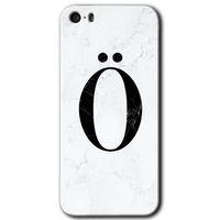iPhone 5 Kılıf HD Desen Baskılı Arka Kapak - Beyaz Mermer Desenli Ö Harfi