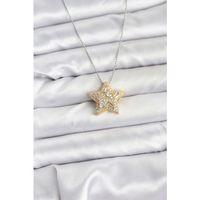 316L Çelik Zincir Gümüş Renk Zincirli Gold Yıldız Model Kadın Kolye