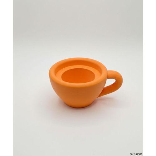 Turuncu Mini Dekoratif Fincan Şeklinde Saksı – 6 Cm Masaüstü & Ofis Dekoru