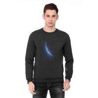 Dünya Mavi Baskılı Füme Antrasit Erkek Sweatshirt