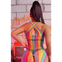 Kadın Renkli Özel Üretim Boyundan Bağlama Vücut Çorabı Cansoy - 4590