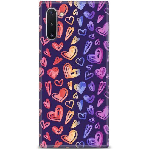 Samsung Galaxy Note 10 Kılıf HD Baskılı Kılıf - Renkli Kalpler + Tam Ekran Koruyucu