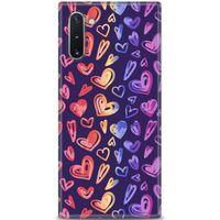 Samsung Galaxy Note 10 Kılıf HD Baskılı Kılıf - Renkli Kalpler + Tam Ekran Koruyucu