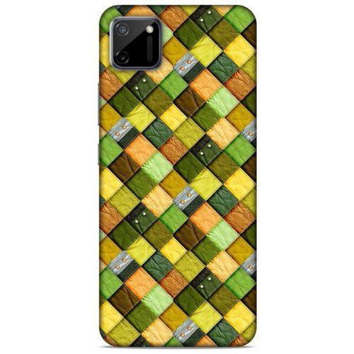Oppo Realme C11 Kılıf Patchwork (49) Ultra Silikon Kılıf Sarı Yeşil