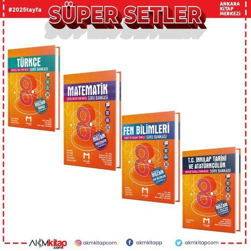 Mozaik 8.Sınıf Türkçe Matematik Fen ve İnkılap Tarihi Soru Bankası Seti 4 Kitap