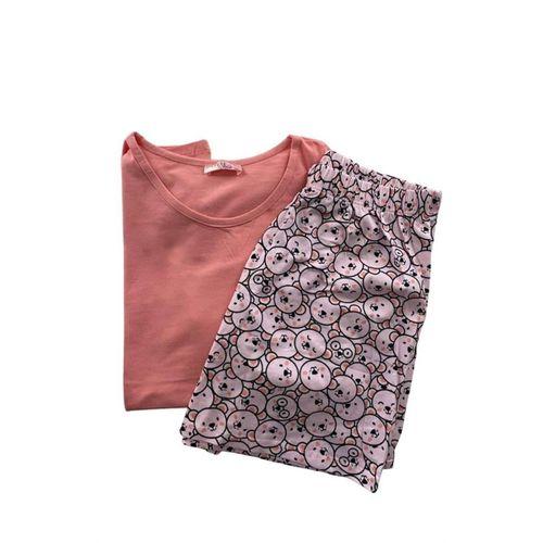 Kadın Battal Panda Desenli Kısa Kollu Şortlu Pijama  Takım - 5493 - STLLA PNK