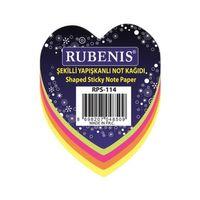 RUBENİS KALP DESENLİ KARIŞIK-.4 FOSFORLU RENK YAPIŞKANLI NOT KAĞIDI