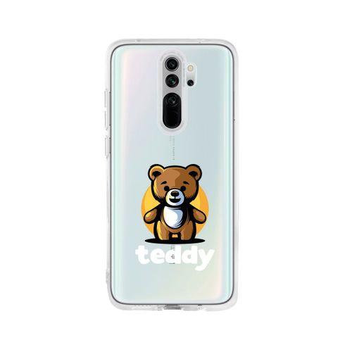 Redmi Note 8 Pro Teddy Desenli Premium Şeffaf Silikon Kılıf