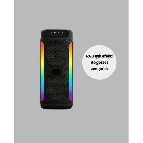 Rgb Işıklı Çift Hoparlörlü Taşınabilir Bluetooth Speaker Ve Mikrofon