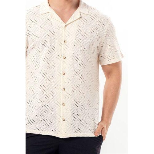 Kısa Kol Girit Yazlık Kopanaki Erkek Gömlek Krem Krm