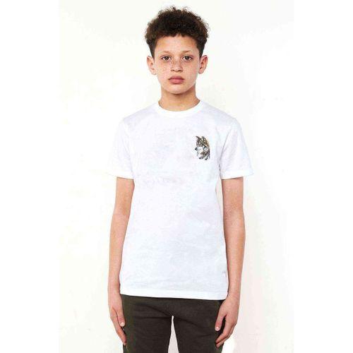 Watercolor Wolf Baskılı Unisex Çocuk Beyaz t-shirt