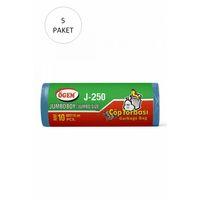 J-250 Jumbo Boy Çöp Torbası 80 x 110 cm 10 Lu Rulo x 5 Paket = 50 Adet (Mavi)