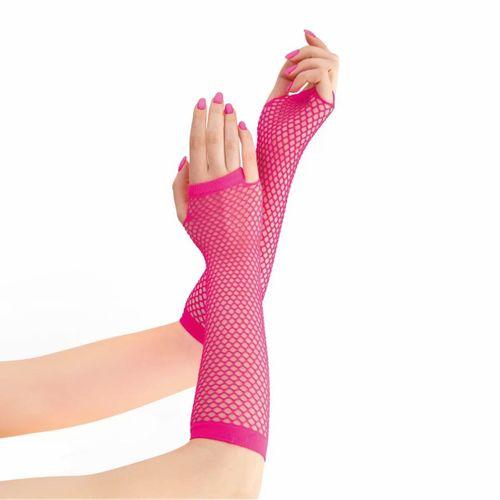 Retro Neon Fuşya File Parmaksız Eldiven 26 Cm