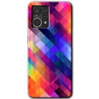 Oppo Reno 7 4G Kılıf HD Desen Baskılı Arka Kapak - Multi Oblique + Kırılmaz Cam