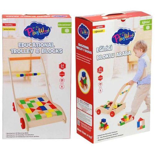 Play Wood PlayWood Ahşap Eğitici Bloklu Araba 373