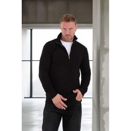 Lars Selanik Örme Kumaş Yarım Fermuar Erkek Sweatshirt - Siyah