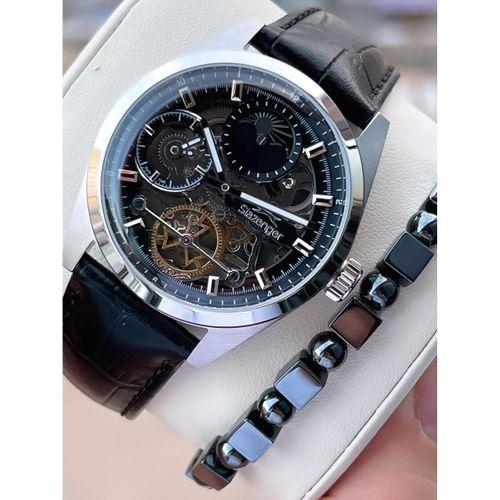 Slazenger Otomatik Erkek Deri kordon Bileklik Hediyeli 2 Yıl Garantili Suya Dayanıklı Kol Saati VS.BLKT.0787