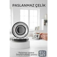 Paslanmaz Çelik Çay Tabağı Seti - Premium 304 Kalite  6 Parça Lüks Aynalı Parlaklık ve Modern Tasarım