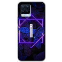 Realme 8 Pro Kılıf HD Desen Baskılı Arka Kapak + Temperli Cam - Dark Neon Yaprak İ Harfi