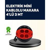 Ev Ve Ofis İçin 3 Metre Kablolu 4 Priz Makarası