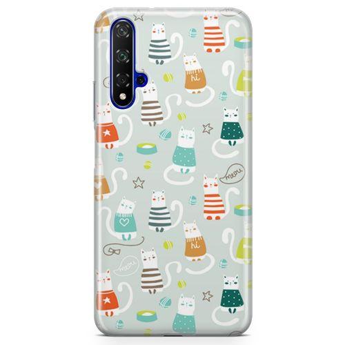 Honor View 20 Kılıf Kedi Maması Kumu Arka Kapak Koruma Desenli Full Koruyucu