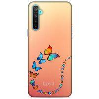 Oppo Realme 6i Kılıf Kelebek Etkisi (47) Crystal Flex Kılıf Fuşya Sarı