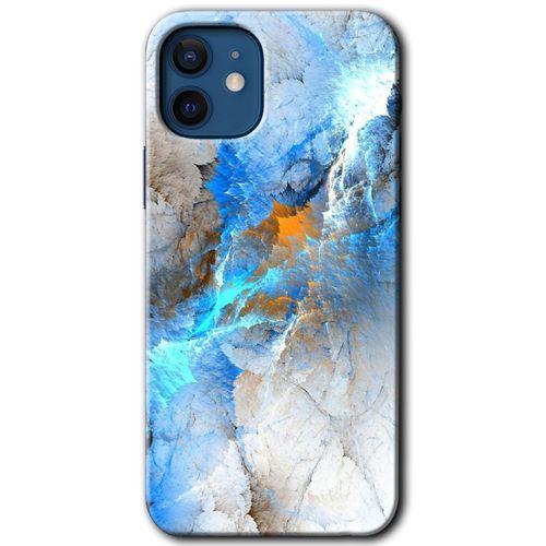 iPhone 12 HD Baskılı Kılıf + 9D Tam Ekran Koruyucu - Mavi Buzul