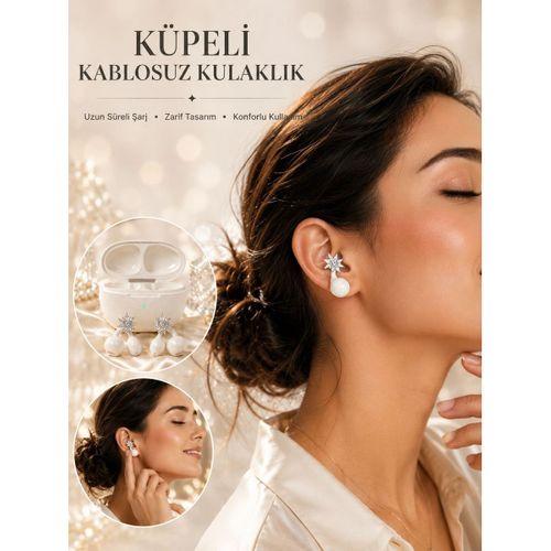 Küpeli Kablosuz Bluetooth Kulaklık Uzun Süreli Şarj Özellikli