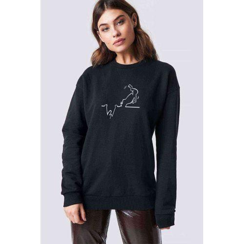 La Linea Trt Cizgi Adam Accident Baskılı Siyah Kadın Sweatshirt