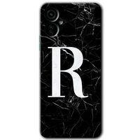 Tecno Camon 19 Neo Kılıf HD Desen Baskılı Arka Kapak - Siyah Mermer Desenli R Harfi