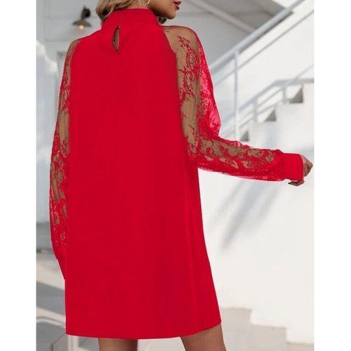 Lucky Life Uzun Kollu Tül Detay Sandy Mini Boy Elbise