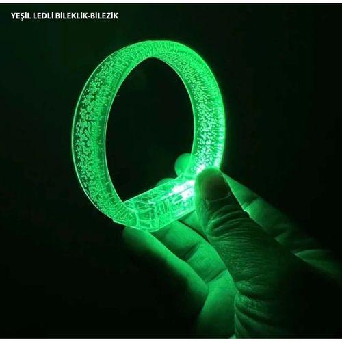 Eğitici Oyuncak Yeşil Led Işıklı Baskı Yapılabilen Pilli Bileklik Bilezik 1,5 cm Genişlik
