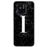 Xiaomi Redmi 10C HD Baskılı Kılıf + 9D Tam Ekran Koruyucu - Siyah Mermer Desenli İ Harfi