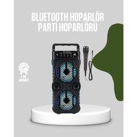 Bluetooth Bağlantılı Led Işıklı Taşınabilir Hoparlör – 1200 Mah Şarjlı, Fm Radyolu