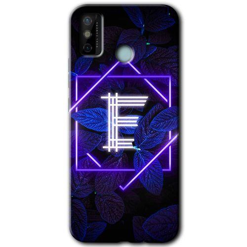 Tecno Spark 6 Go Kılıf HD Desen Baskılı Arka Kapak - Dark Neon Yaprak E Harfi + Kırılmaz Cam