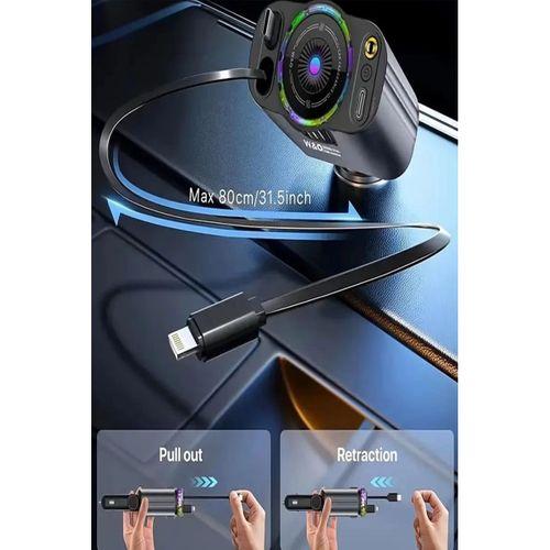 Led Işık Aydınlatmalı 45w Hava Nemlendirici 5’1 Arada Şarj Cihazı Araç İçi Çakmaklık Şarj Aleti