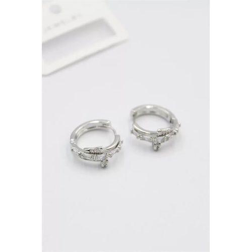 Taşlı Çivi Küpe - Gümüş