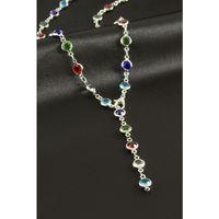 Yuvarlak Zirkon Taşlı Çelik Y Kolye