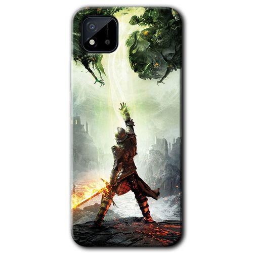 BeRa Aksesuar Realme C11 Kılıf Baskılı Kapak - Dragon Hunter +Tam Kaplayan Mat Seramik