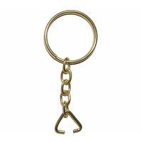 Anahtarlık Halkası, Halka + Zincir + Üçgen, 24mm, Altın, Sarı, 1 Adet