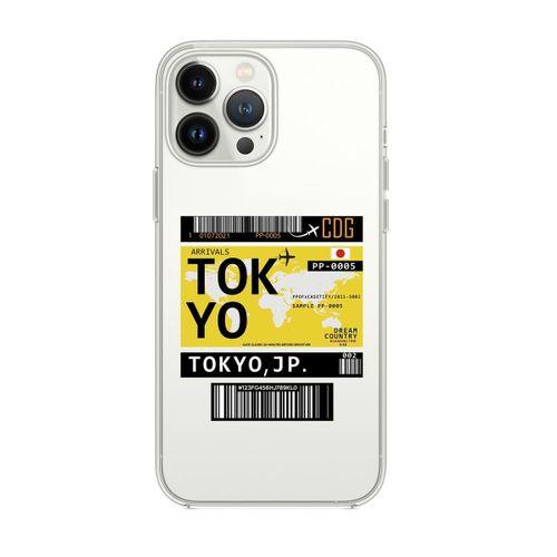 iPhone 14 Pro Max Uyumlu Tokyo Ticket Desenli Şeffaf Silikonlu Telefon Kılıfı