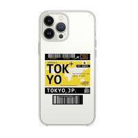 iPhone 14 Pro Max Uyumlu Tokyo Ticket Desenli Şeffaf Silikonlu Telefon Kılıfı