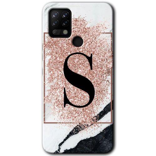 Tecno Pova Kılıf HD Desen Baskılı Arka Kapak - Pembe Mermer Desenli S Harfi