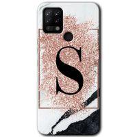Tecno Pova Kılıf HD Desen Baskılı Arka Kapak - Pembe Mermer Desenli S Harfi